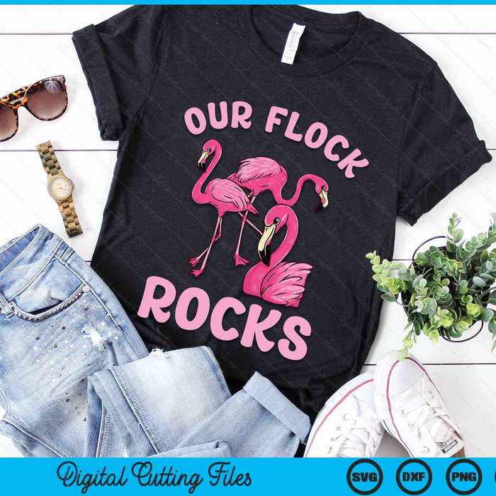 Our Flock Rocks Flamingo Matching Family Vacation Group SVG PNG Digital Cutting Files