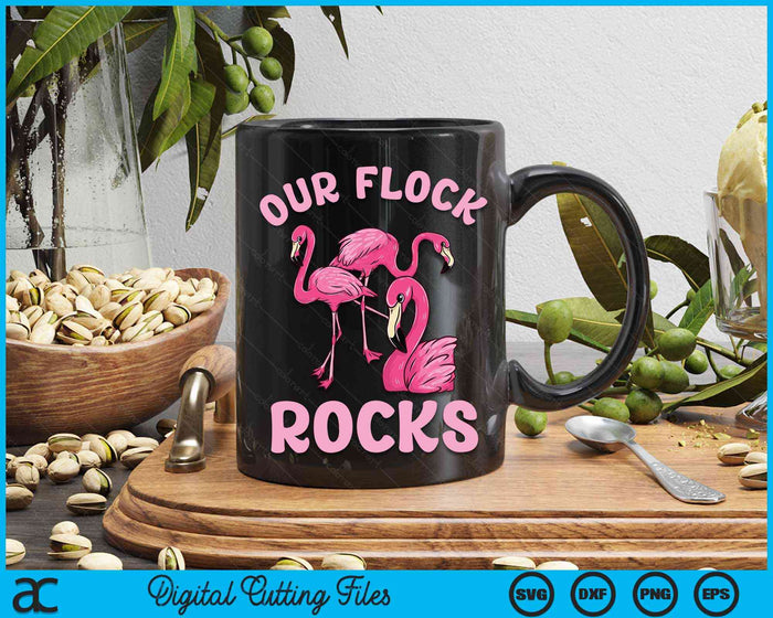 Our Flock Rocks Flamingo Matching Family Vacation Group SVG PNG Digital Cutting Files