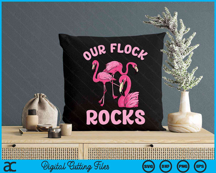 Our Flock Rocks Flamingo Matching Family Vacation Group SVG PNG Digital Cutting Files