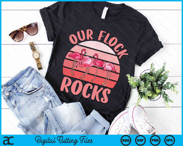 Our Flock Rocks Flamingos Lover Family Vacation Group SVG PNG Digital Cutting Files