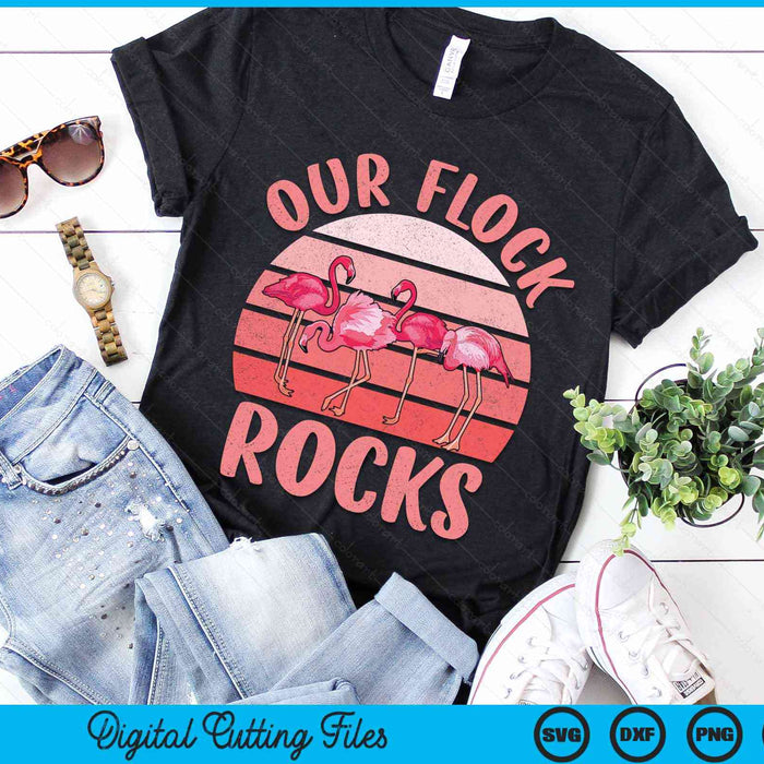 Our Flock Rocks Flamingos Lover Family Vacation Group SVG PNG Digital Cutting Files