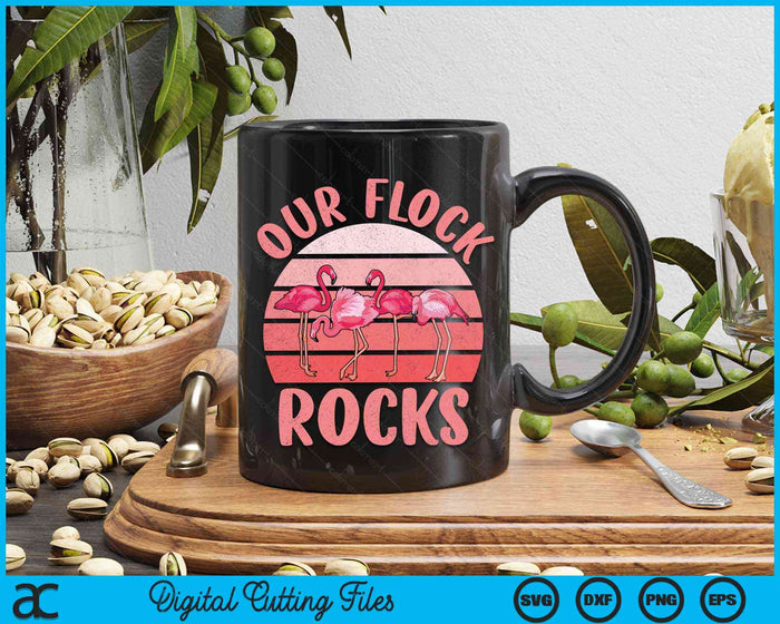 Our Flock Rocks Flamingos Lover Family Vacation Group SVG PNG Digital Cutting Files