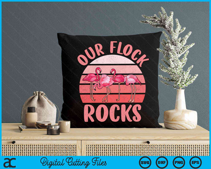 Our Flock Rocks Flamingos Lover Family Vacation Group SVG PNG Digital Cutting Files