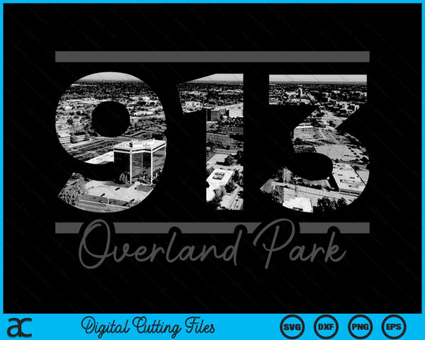 Overland Park 913 Area Code Skyline Kansas Vintage SVG PNG Digital Cutting Files