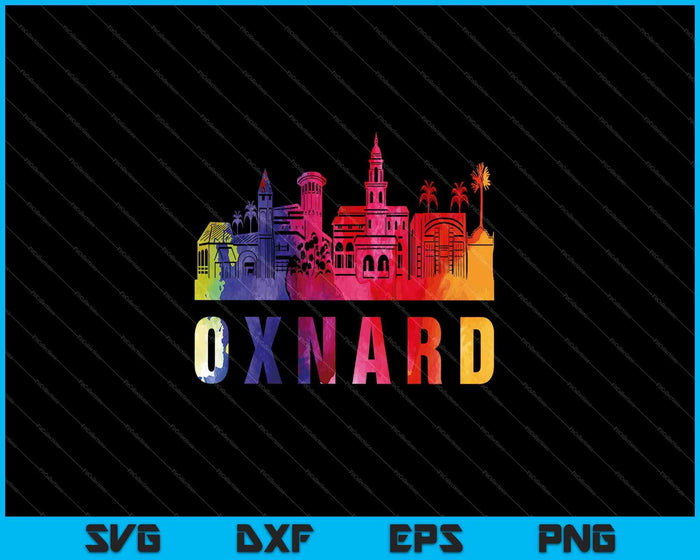 Oxnard aquarel Skyline Home State Souvenir SVG PNG snijden afdrukbare bestanden