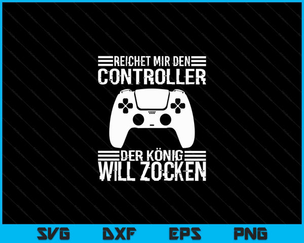PS5 Console Gamer met Duitse tekst Zocken Reichet SVG PNG Digitale Schneidedateien