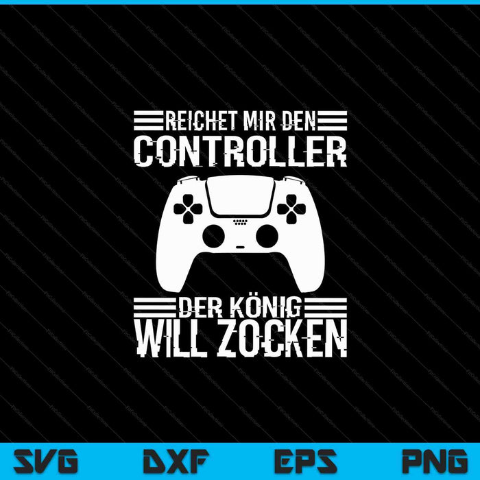 PS5 Console Gamer met Duitse tekst Zocken Reichet SVG PNG Digitale Schneidedateien