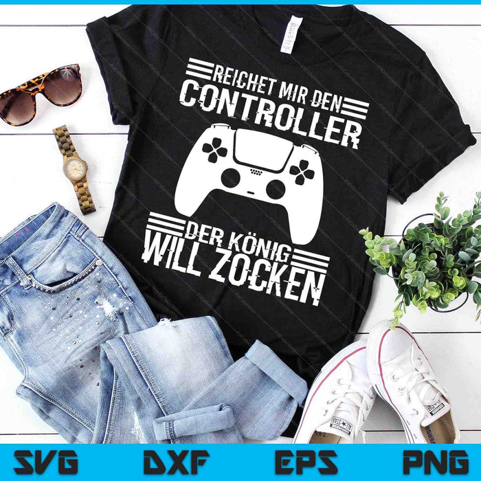 Consola PS5 Gamer con texto alemán Zocken Reichet SVG PNG Digitale Schneidedateien