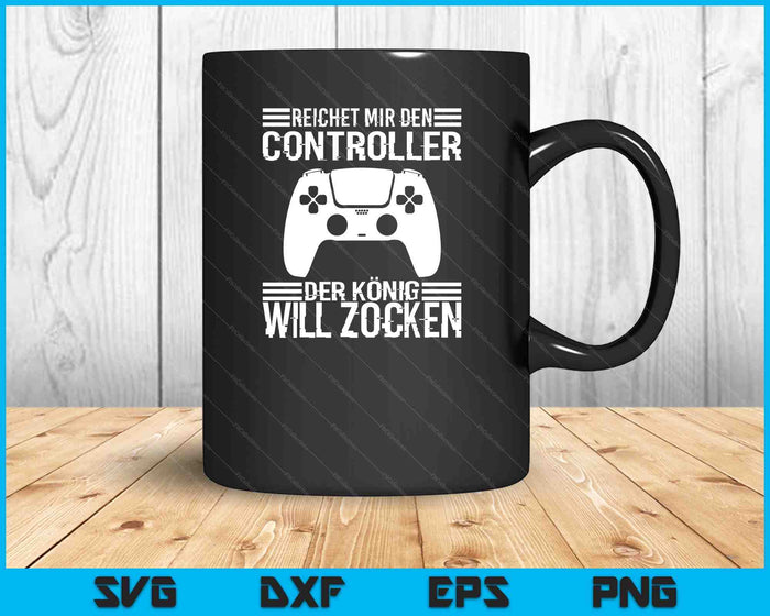 Consola PS5 Gamer con texto alemán Zocken Reichet SVG PNG Digitale Schneidedateien