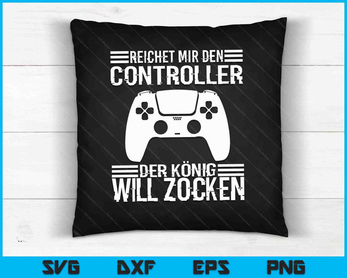 Consola PS5 Gamer con texto alemán Zocken Reichet SVG PNG Digitale Schneidedateien