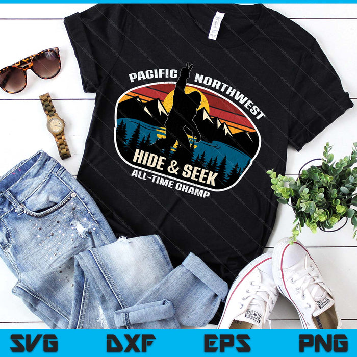 Pacific Northwest Bigfoot Hide And Seek Champ Sasquatch SVG PNG Digital Printable Files
