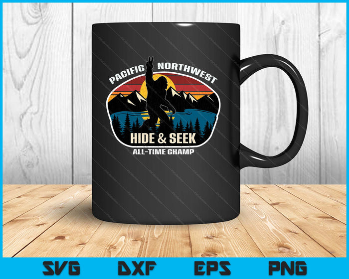 Pacific Northwest Bigfoot Hide And Seek Champ Sasquatch SVG PNG Digital Printable Files