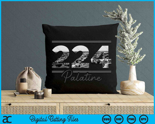 Palatine 224 Area Code Skyline Illinois Vintage SVG PNG Digital Cutting Files