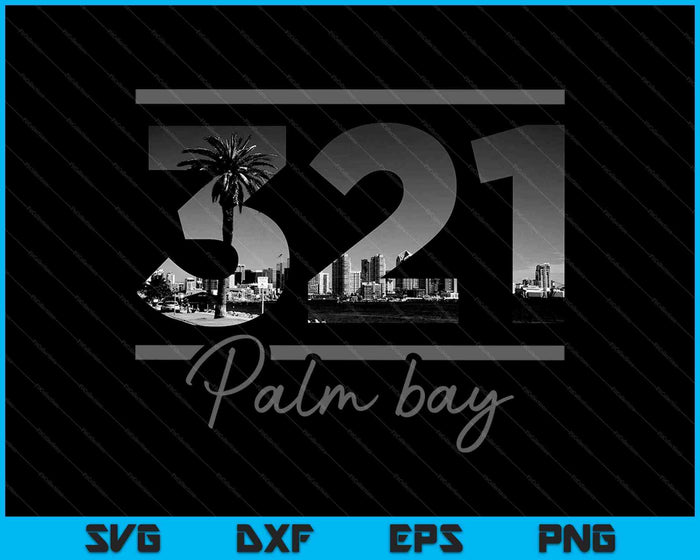 Palm Bay 321 Netnummer Skyline Florida Vintage SVG PNG Snijden afdrukbare bestanden