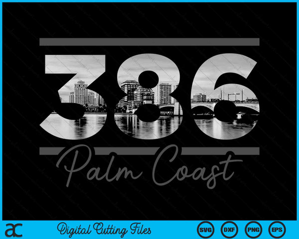 Palm Coast 386 Netnummer Skyline Florida Vintage SVG PNG digitale snijbestanden