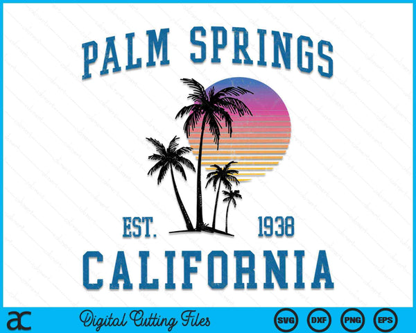 Palm Springs California Beach Vintage Palm Trees Summer SVG PNG Digital Cutting Files