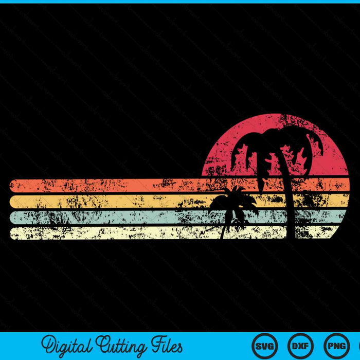 Palm Tree Retro Style Tropical Beach SVG PNG Digital Cutting Files
