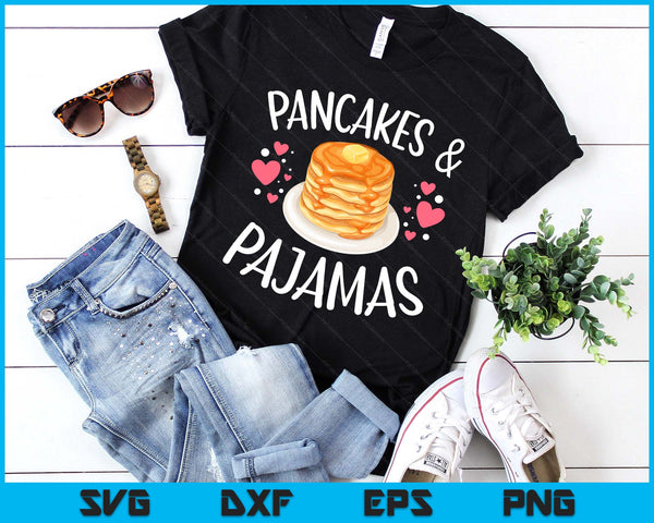 Pancakes And Pajamas Funny Cute Kawaii Pancake Lover SVG PNG Digital Printable Files