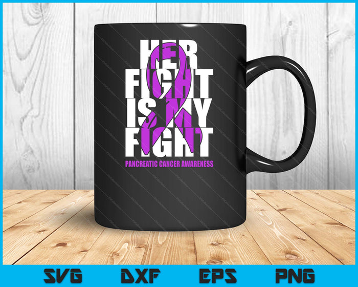 Pancreatic Cancer Awareness Purple Ribbon Her Fight SVG PNG Digital Cutting File