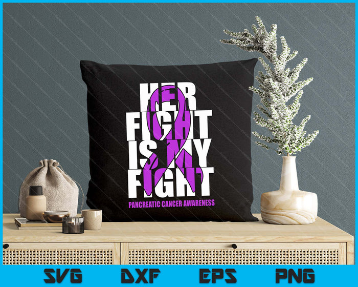 Pancreatic Cancer Awareness Purple Ribbon Her Fight SVG PNG Digital Cutting File