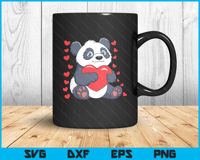 Panda Heart Valentines Day Boys Girls Women Men Bear Love SVG PNG Digital Printable Files