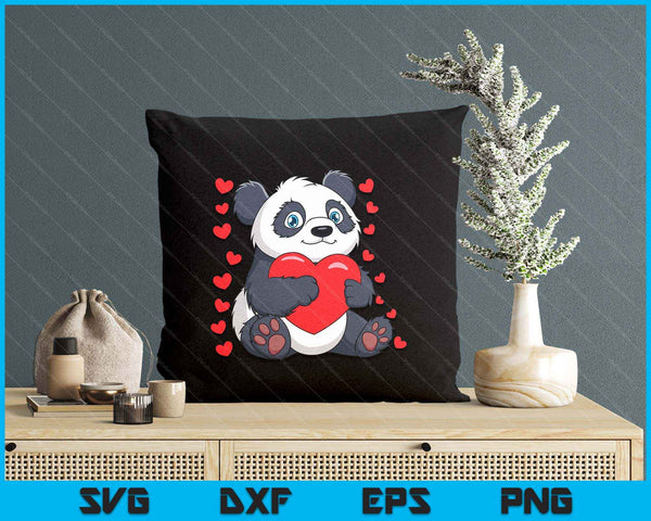 Panda Heart Valentines Day Boys Girls Women Men Bear Love SVG PNG Digital Printable Files