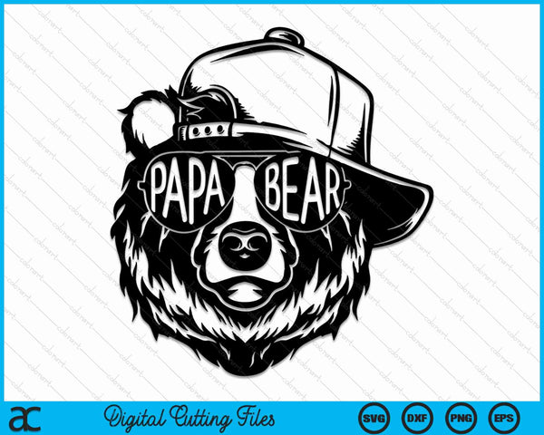Papa Bear with Sunglasses Daddy Papa Bear SVG PNG Digital Cutting Files