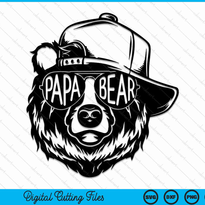 Papa Bear with Sunglasses Daddy Papa Bear SVG PNG Digital Cutting Files
