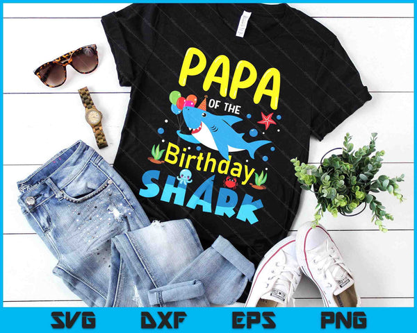 Papa Birthday Kids Shark Party Matching Family SVG PNG Digital Printable Files