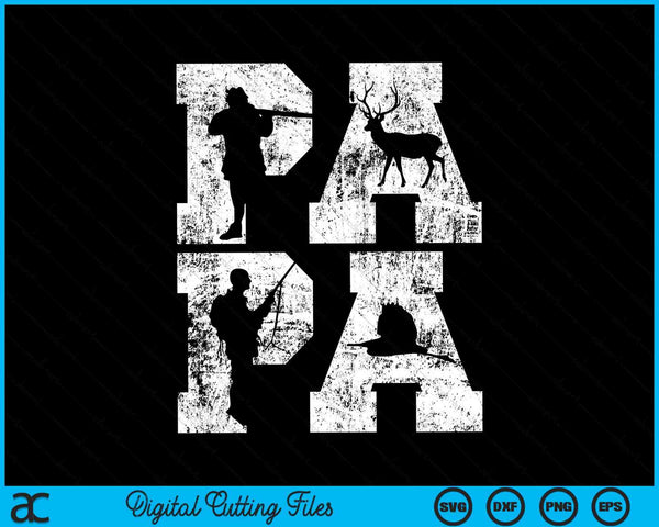 Papa jacht op herten en vogels jagen SVG PNG digitale snijbestanden