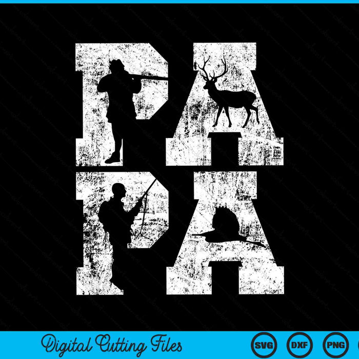 Papa jacht op herten en vogels jagen SVG PNG digitale snijbestanden