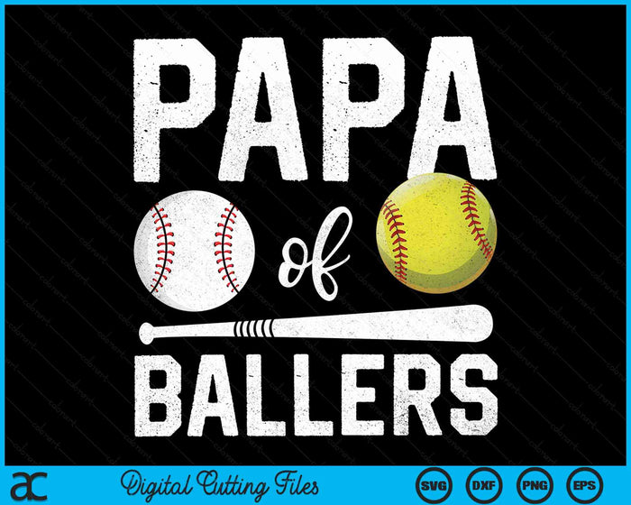 Papa Of Ballers Grappige Honkbal Softbal Vaderdag SVG PNG Digitale Snijbestanden