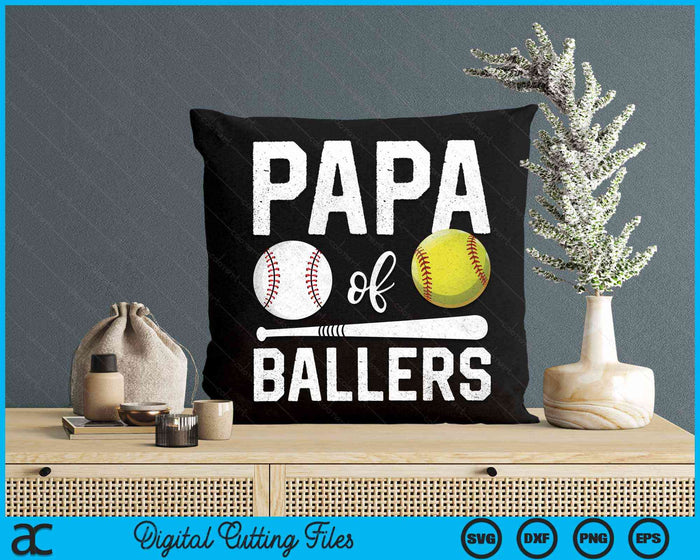 Papa Of Ballers Funny Baseball Softball Fathers Day SVG PNG Digital Cutting Files