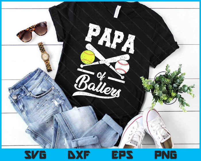 Papa Of Ballers Papa Of Baseball And Softball Player For Papa SVG PNG Digital Printable Files