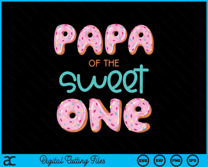 Papa van Sweet One eerste verjaardag familie donut thema SVG PNG digitale snijbestanden