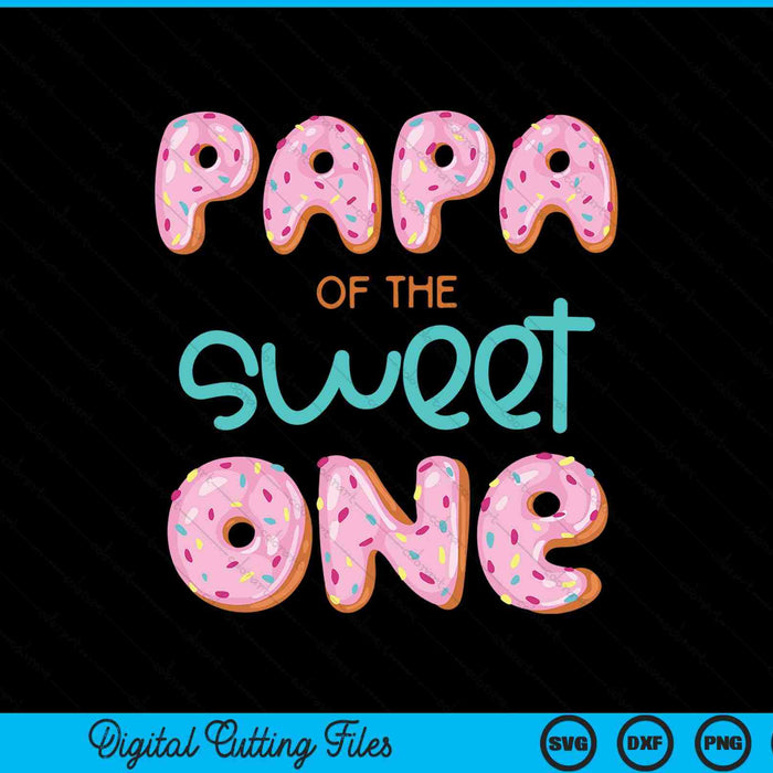 Papa van Sweet One eerste verjaardag familie donut thema SVG PNG digitale snijbestanden