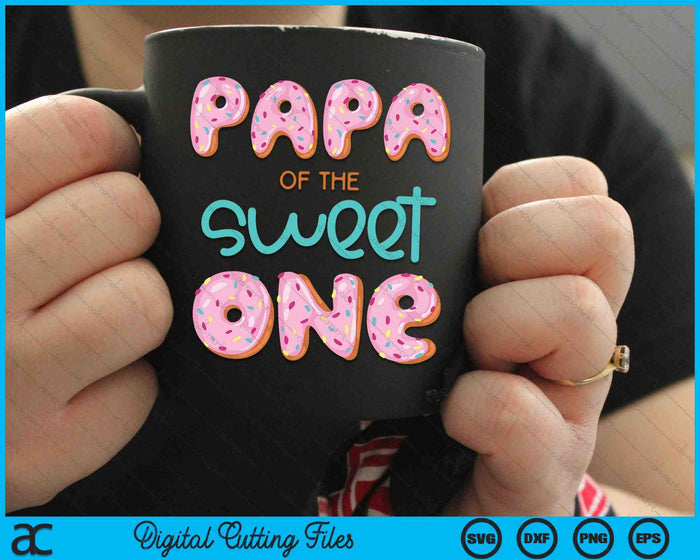 Papa van Sweet One eerste verjaardag familie donut thema SVG PNG digitale snijbestanden