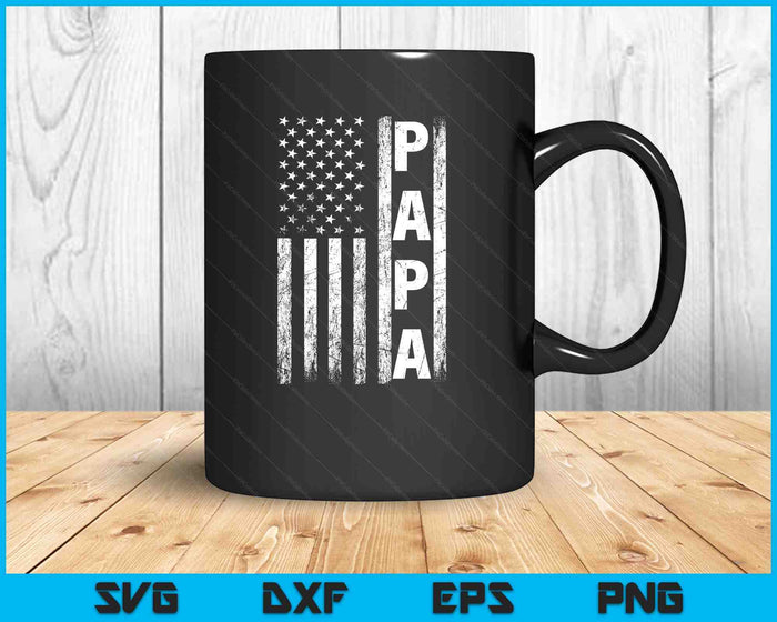 Papa Vintage American Flag Father's Day 4th Of July Grandpa SVG PNG Digital Printable Files