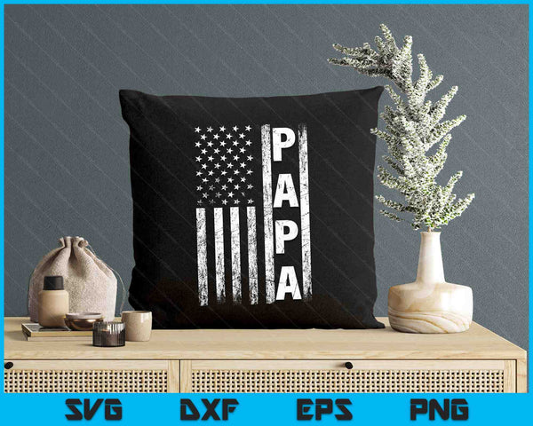 Papa Vintage American Flag Father's Day 4th Of July Grandpa SVG PNG Digital Printable Files