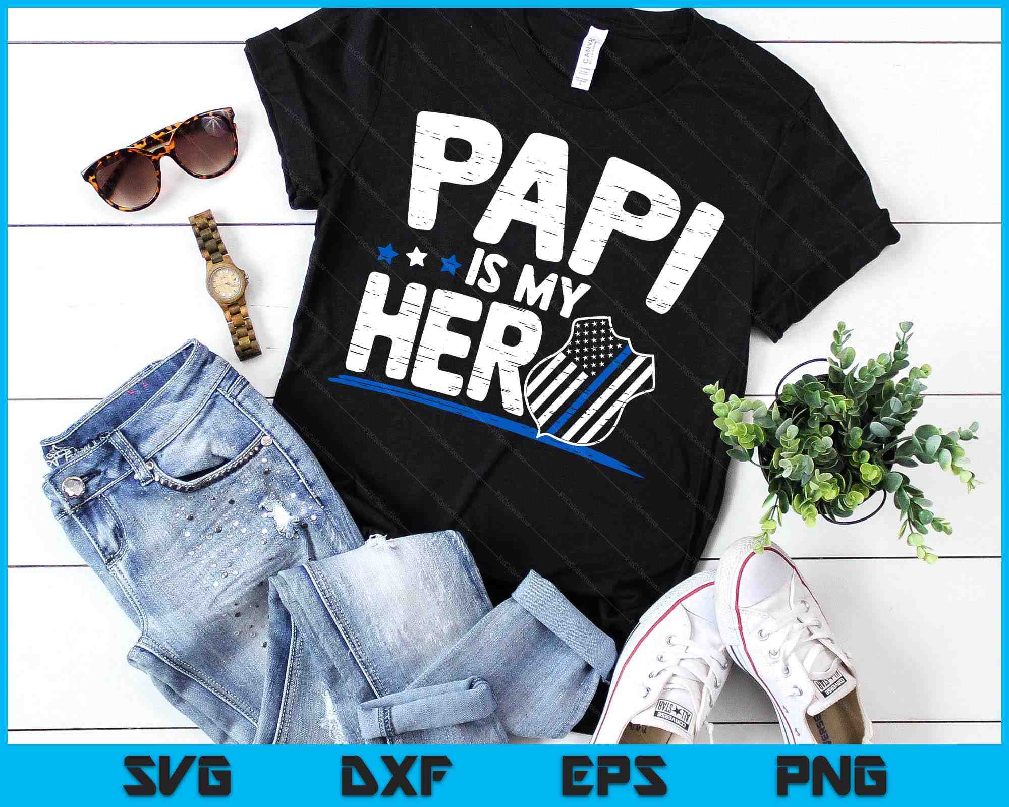 Papi Police Papi Is My Hero Kids Police Thin Blue Line Law SVG PNG Printable Files ...