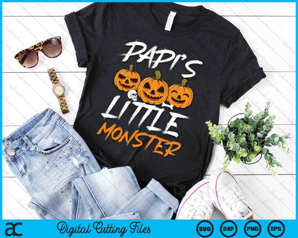 Papi's Little Monster Halloween Apparel Funny Halloween SVG PNG Digital Cutting File