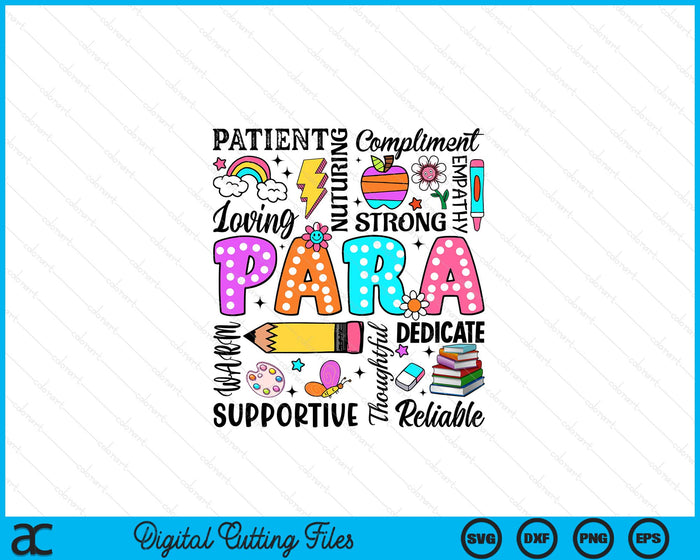 Para Appreciation Back To School Paraprofessional First Day Of School SVG PNG Digital Printable Files