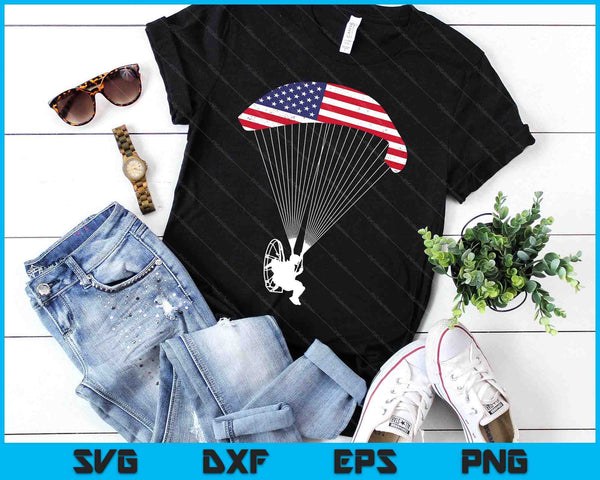 Paramotor Pilot USA American Flag Vintage Paramotor SVG PNG Digital Cutting Files