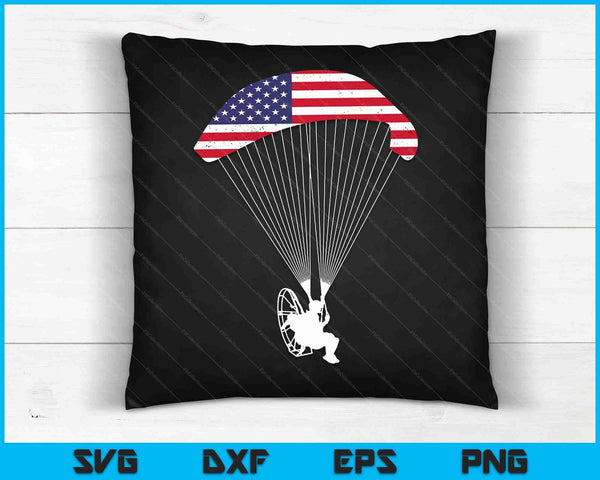 Paramotor Pilot USA American Flag Vintage Paramotor SVG PNG Digital Cutting Files