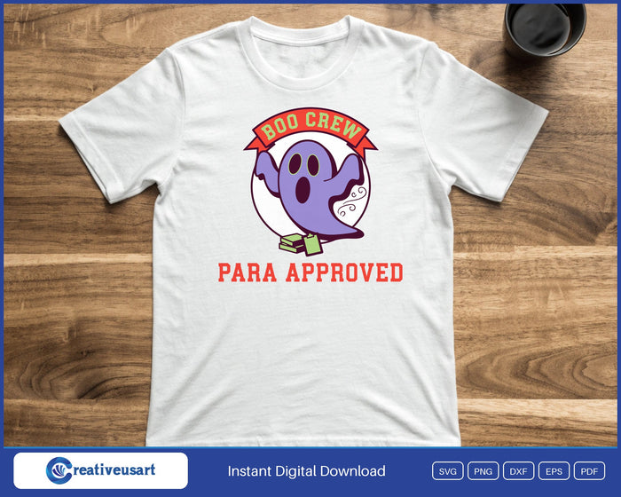 Paraprofessional Halloween with a ghost mid-boo and a spooky swirl trail SVG design on a white background