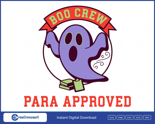 Paraprofessional Halloween with a ghost mid-boo and a spooky swirl trail SVG printed on a white t-shirt