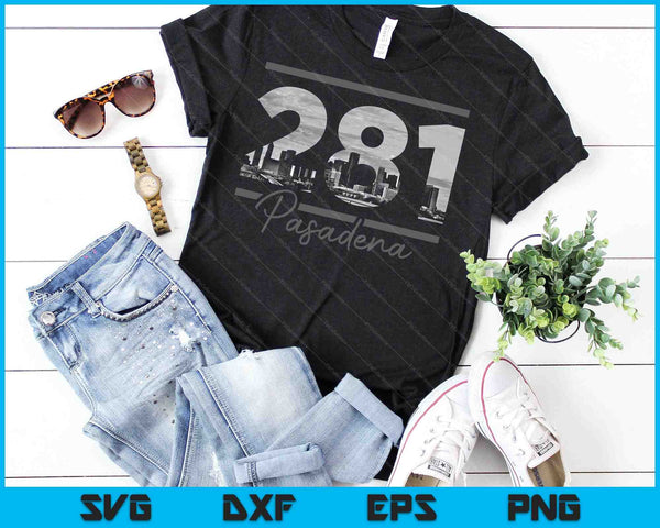 Pasadena 281 Area Code Skyline Texas Vintage SVG PNG Cutting Printable Files - on a t-shirt