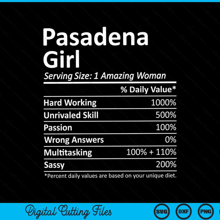 Pasadena Girl CA Californië City Home Roots SVG PNG digitale snijbestanden