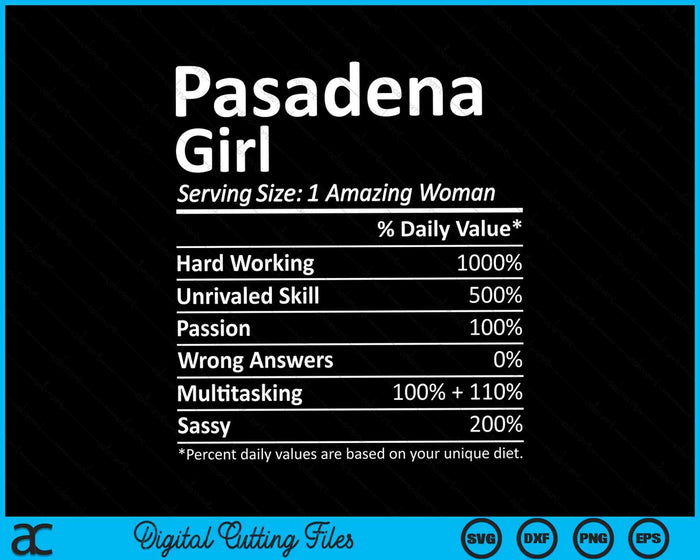 Pasadena Girl TX Texas Funny City Home Roots SVG PNG Snijden afdrukbare bestanden