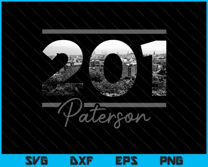 Paterson 201 Netnummer Skyline New Jersey Vintage SVG PNG snijden afdrukbare bestanden